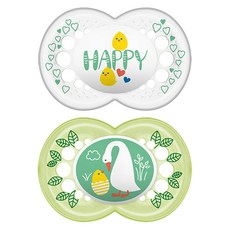 MAM Baby Original矽膠安撫奶嘴 白色+綠色, 16個月以上, 1組