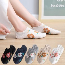 Socks Panda 女款木槿花夏威夷花朵圖案隱形襪5雙組