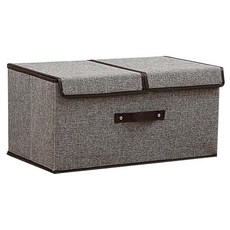 透氣棉麻雙蓋整理箱, 1個, 顏色隨機