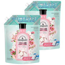 Herbmary 1848 快乾室內晾乾纖維柔軟精 嬰兒爽身粉香 補充包, 1.5L, 2個