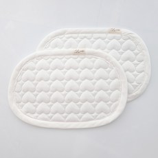 AiRabbit 幼兒純棉直線絎縫雙面吸汗墊 附固定帶, 象牙白