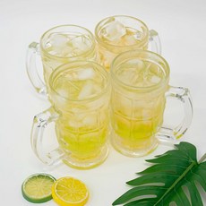 진글라스 비어 머그 410ml, 투명, 4개