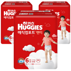 하기스 매직컴포트 팬티형 기저귀 남여공용 점보형, 6단계, 90매