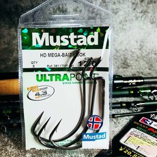 MUSTAD 慕斯達 三倍強 怪物 曲柄鉤 HD MEGA-BAIT HOOK 12/0號, 3個裝, 1包