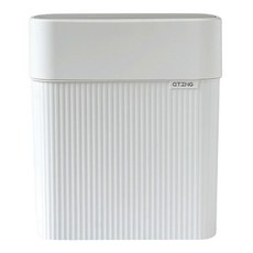 QTENG 巧騰 按壓式帶蓋夾縫垃圾桶, 白色