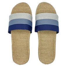 WUWU 森哲厚 青青條紋亞麻拖鞋, 藍色, 1雙