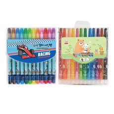 YOUNGART 12色簽字筆+12色旋轉蠟筆組, 混合顏色, 1組