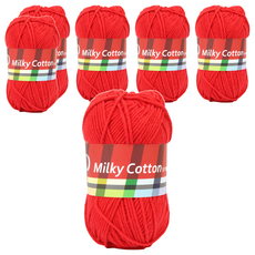 brandyarn Milky Cotton Red系列 棉混紡針織線 50g, 紅色, 6捲