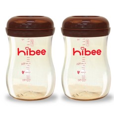 Hi-bee PPSU 無頸嬰兒奶瓶 300ml 雙裝, 無奶嘴, 棕色, 2個