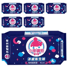 小麥購物 涼感衛生棉, 超長型 41cm, 4片, 6包