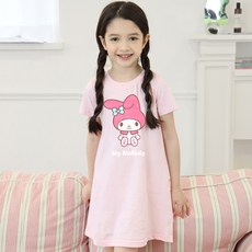 PremierFam 女童透氣美樂蒂可愛五分袖連身裙