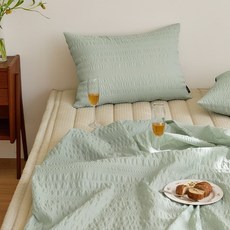 메리제인 셔링시어서커 여름 홑이불, 세이지그린