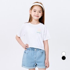 롤리트리 통기성 순면 그래픽 크랍 반팔 티셔츠