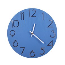 Qurang 現代彩色木製壁鐘 30cm, 藍色