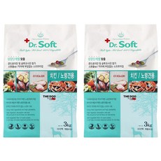 더독 노령견용 강아지 닥터 소프트 사료, 닭, 3kg, 2개