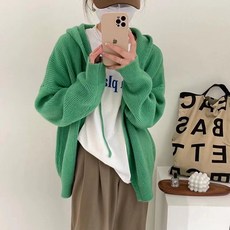 PEONIST 女性連帽休閒針織開襟衫