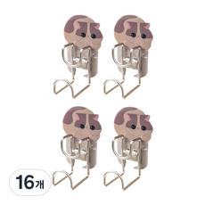 아리코 부착식 냥이 후크 걸이, 갈색냥, 16개