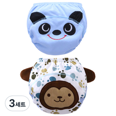 엠케이 남아용 동물캐릭터 배변훈련팬티 2p 세트, 몽키, 팬더, 3세트