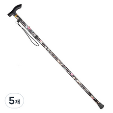 몰투유 어르신 꽃무늬 접이식 보조지팡이, 블랙, 5개