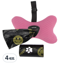퍼피아 강아지 소프트 매쉬 배변봉투 디스펜서백 + 배변봉투 30p 세트, 핑크(가방), 블랙(봉투), 4세트