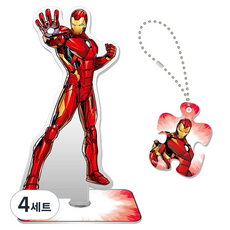 퍼즐라이프 마블 어벤저스 아이언맨 아크릴 스탠드 + 키링 세트 MAS304, 4세트