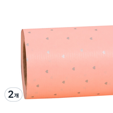 Hello Ninging 銀色愛心捲筒包裝紙 53cm x 10m, 粉紅色, 2個