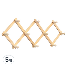 Lala工房 原木伸縮式衣架 中型, 原木色, 5個