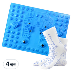허브젠 남성용 책상 아래 시원한 자석 발마사지 발바닥 침 지압판 39 x 29 cm + 혈자리양말 세트, 혼합색상, 4세트
