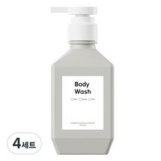 newnlook Poly 按壓瓶 洗髮精 沐浴乳 補充瓶 廚房洗潔精 空瓶 一般型 400ml + B標籤貼紙 沐浴乳套組, 灰色(空瓶), 4套