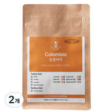 Dutch & Bean Single Origin Colombia Tolima Supremo 烤豆 2p, 200克, 2包, 未研磨