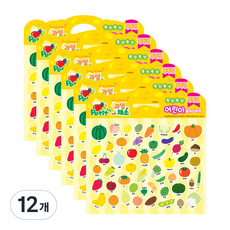 쁘띠팬시 교육용 스티커 DA6001, 과일채소, 12개