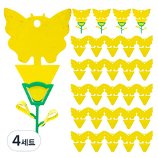 파리박사 화분 뿌리파리 초파리 날파리 제거 나비형 끈끈이 8 x 12.5 cm 30p + 2단 꽂이 5p 세트, 4세트