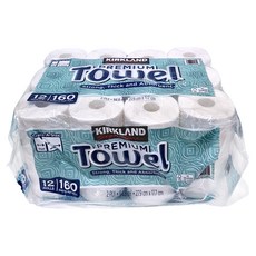 Kirkland Signature 科克蘭 兩層隨意撕特級廚房紙巾 160張 X 12捲,吸水力強,不含螢光劑