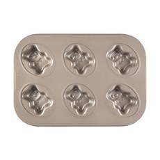 Hanomad 小熊軟糖瑪德蓮烤盤 金色 6孔, 1個