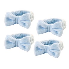 y038洗臉蝴蝶結髮帶, 藍色, 4個