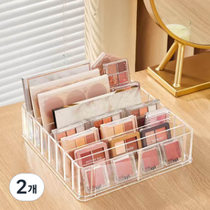 풀커버링 아크릴 8칸 립스틱 섀도우 팩트 정리 수납 데스크 케이블 케이스, 2개, 투명
