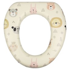 aguard 幼童印花馬桶坐墊, 動物朋友款 象牙白