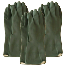 廚房衛浴清潔手套 天然乳膠, 32cm, 叢林綠, 3雙