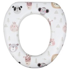 aguard 幼童印花馬桶坐墊, 動物朋友款 白色