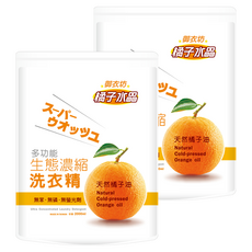 AKIRA 御衣坊 橘子水晶 多功能生態濃縮洗衣精 補充包 天然冷壓橘油 植萃潔淨配方 中性溫和, 2L, 2包