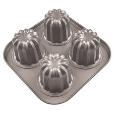 Hanomad 氣炸鍋可麗露模具烤盤 4格 金色, 1個