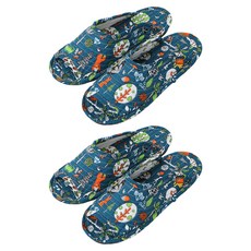 KiKiDi 女士療癒墊室內鞋, 藍綠底森林, 2組