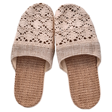 AXIS 艾克思 編織款亞麻透氣防滑包頭室內拖鞋 厚底耐磨