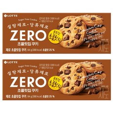 LOTTE 樂天 ZERO Zero無糖巧克力豆餅乾, 84g, 2盒