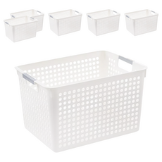 BangJiaShi 幫家適 收納籃 高款, 大號(22 x 31 x 21cm), 白色, 6個