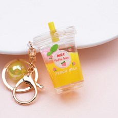 Merciband 桃牛奶鑰匙圈, 黃色的, 1個