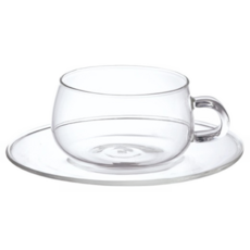 KINTO UNITEA 玻璃杯盤組 230ml 玻璃杯盤, 透明色, 1組