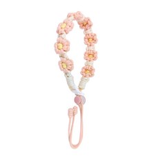 Timo 手工編織花花飲料杯綁/手提帶 29cm, 橘粉色, 1個