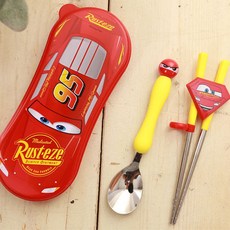 LILFANT 汽車總動員學習筷+湯匙餐具組, 混色, 1組