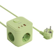 mooas 馬卡龍 USB 高容量方塊延長線 3孔 MPSC1, 1.5m, 1個, 草木綠